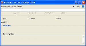 Windows Error Lookup Tool